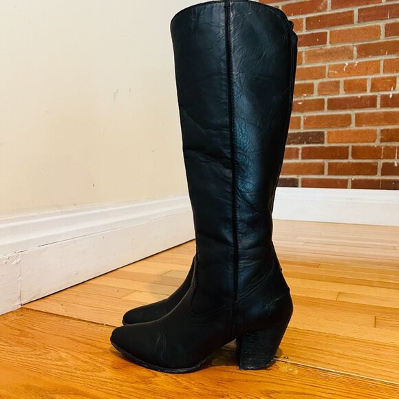 Frye Womens Renee Seam Tall Black Cowboy Western Boots 7 M - Picture 10 of 16